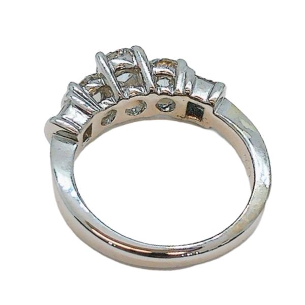 14K White Gold Three-Stone Diamond and Baguette Ring Image 2 Joint Venture Jewelry Cary, NC