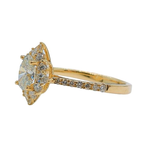 14K Yellow Gold 0.73ct Oval Diamond Halo Engagement Ring with 0.645ctw Accents Image 2 Joint Venture Jewelry Cary, NC