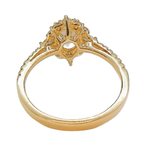 14K Yellow Gold 0.73ct Oval Diamond Halo Engagement Ring with 0.645ctw Accents Image 3 Joint Venture Jewelry Cary, NC