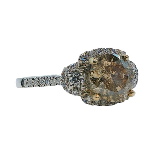 18K White Gold 1.05ct Brown Salt & Pepper Diamond Halo Engagement Ring Image 2 Joint Venture Jewelry Cary, NC