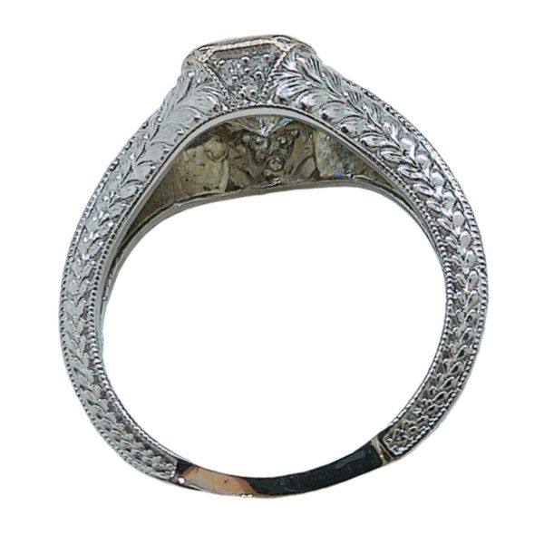 14K White Gold 1.04ct Radiant Cut Diamond Filigree Ring Image 3 Joint Venture Jewelry Cary, NC