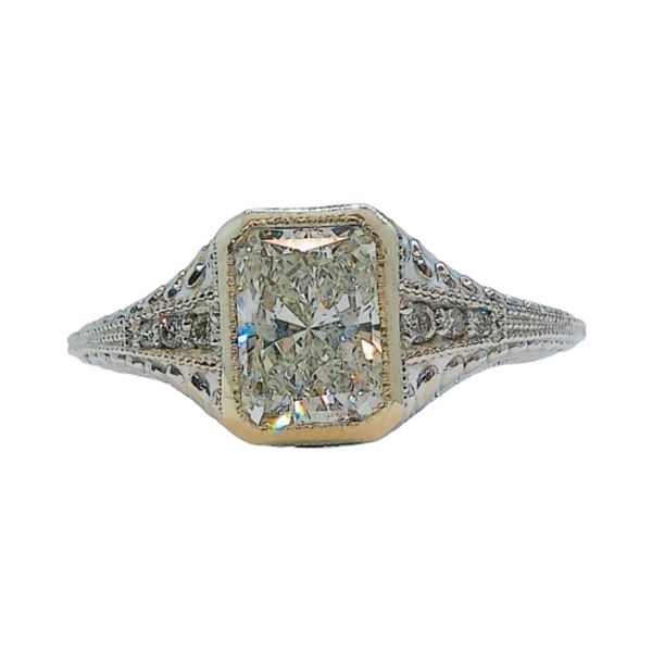 14K White Gold 1.04ct Radiant Cut Diamond Filigree Ring Joint Venture Jewelry Cary, NC