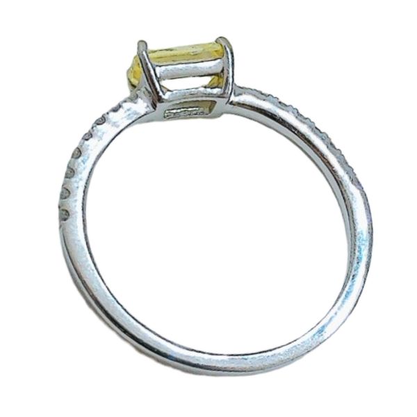 14K White Gold .68ct Fancy Yellow Emerald Cut Diamond Ring Image 3 Joint Venture Jewelry Cary, NC