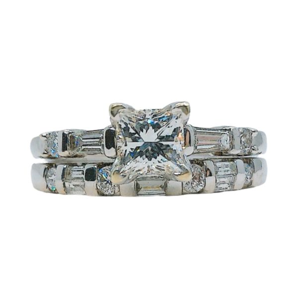 14K White Gold .63ct F VVS1 Princess Cut Diamond Bridal Set Joint Venture Jewelry Cary, NC