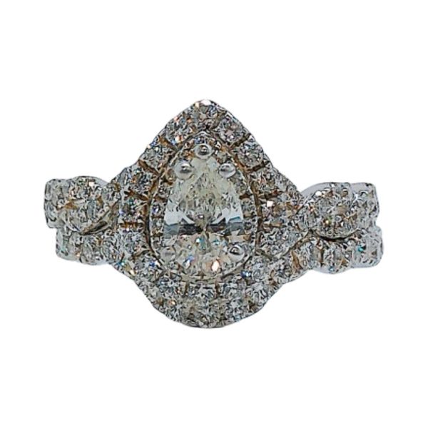 Neil Lane 14K White Gold .50ct Pear Diamond Halo Bridal Set Joint Venture Jewelry Cary, NC