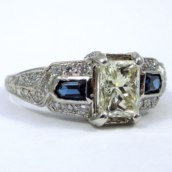 Vintage Diamond and Sapphire Engagement Ring Image 2 Joint Venture Jewelry Cary, NC
