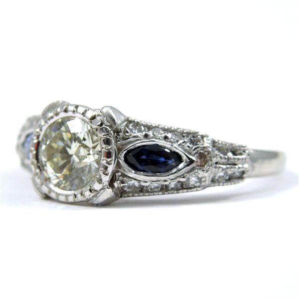 Vintage Diamond and Sapphire Engagement Ring Image 2 Joint Venture Jewelry Cary, NC