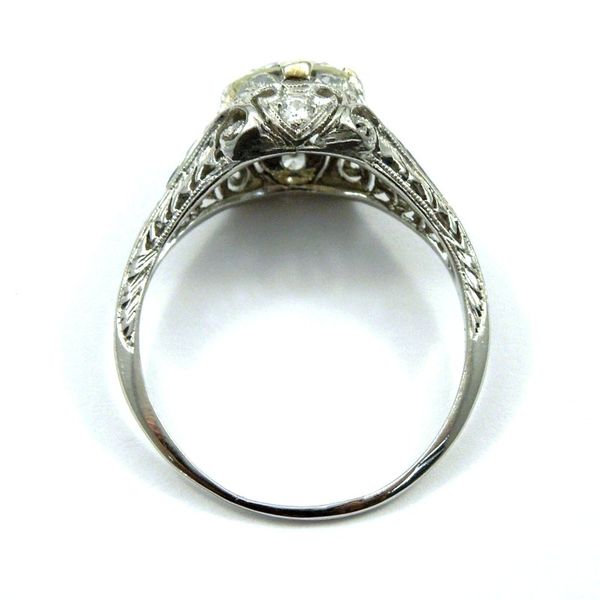Vintage Transition Cut Diamond Engagement Ring with Sapphires Image 4 Joint Venture Jewelry Cary, NC