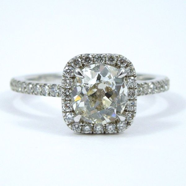 Vintage Mine Cut Halo Diamond Engagement Ring Joint Venture Jewelry Cary, NC