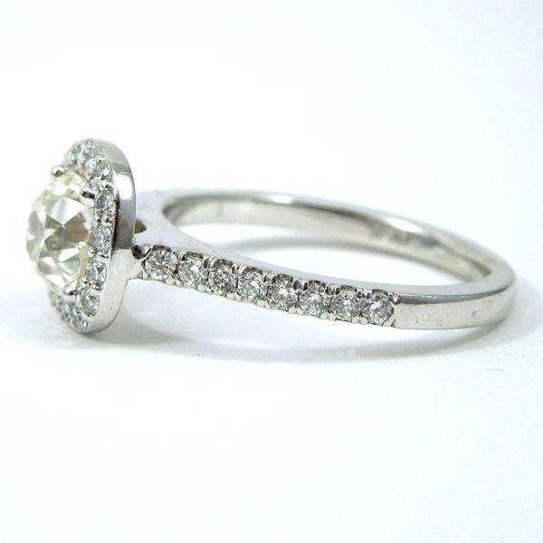 Mine Cut Diamond Halo Engagement Ring Image 2 Joint Venture Jewelry Cary, NC