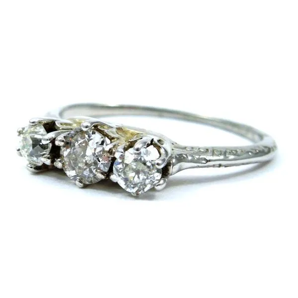 Vintage Three Stone Diamond Engagement Ring Image 2 Joint Venture Jewelry Cary, NC