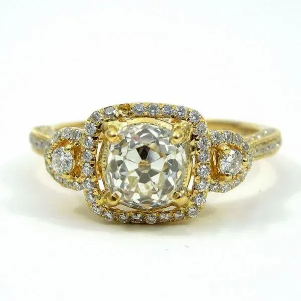 Vintage Mine Cut Three Stone Diamond Engagement Ring Joint Venture Jewelry Cary, NC