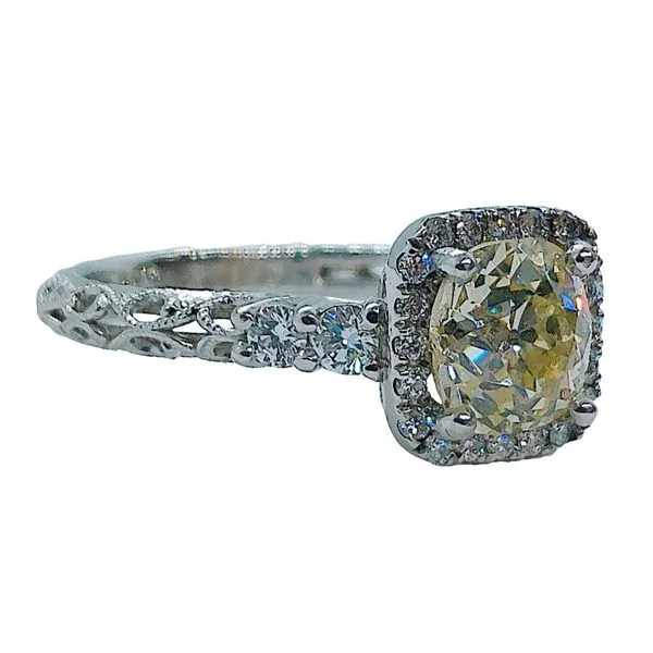 Mine Cushion Vintage Halo Engagement Ring Image 2 Joint Venture Jewelry Cary, NC