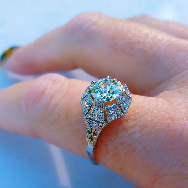 Art Deco Diamond Filigree Ring Image 4 Joint Venture Jewelry Cary, NC