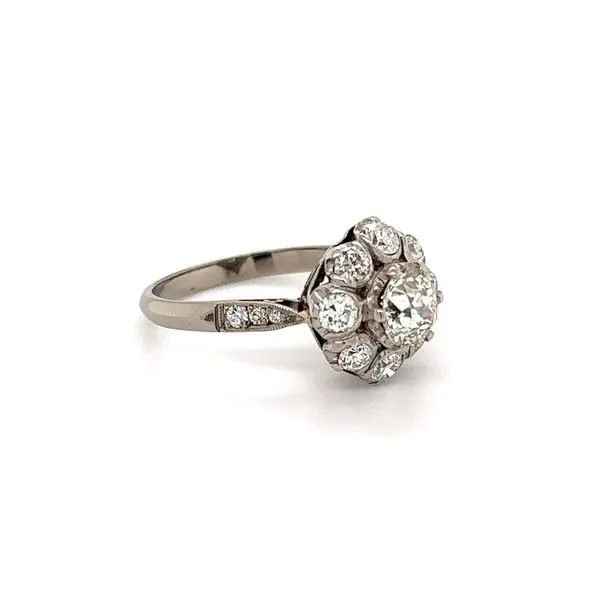 Art Deco European Cut Diamond Halo Ring Image 2 Joint Venture Jewelry Cary, NC