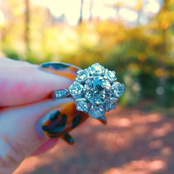 Art Deco European Cut Diamond Halo Ring Image 4 Joint Venture Jewelry Cary, NC
