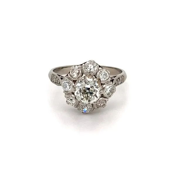 Art Deco European Cut Diamond Halo Ring Joint Venture Jewelry Cary, NC