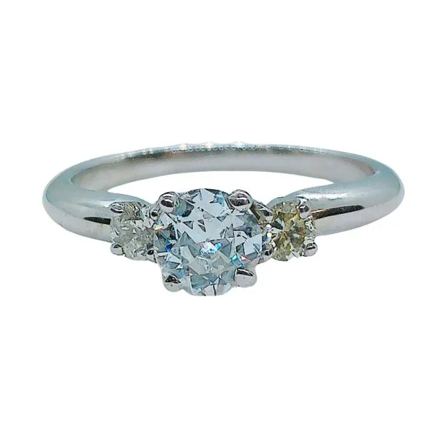 Mine Cut Three Stone Diamond Engagement Ring Joint Venture Jewelry Cary, NC