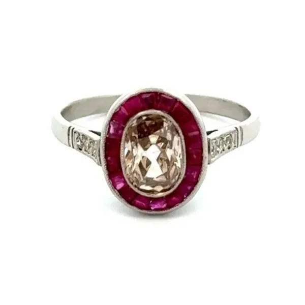 Vintage Brown Diamond and Ruby Engagement Ring Joint Venture Jewelry Cary, NC