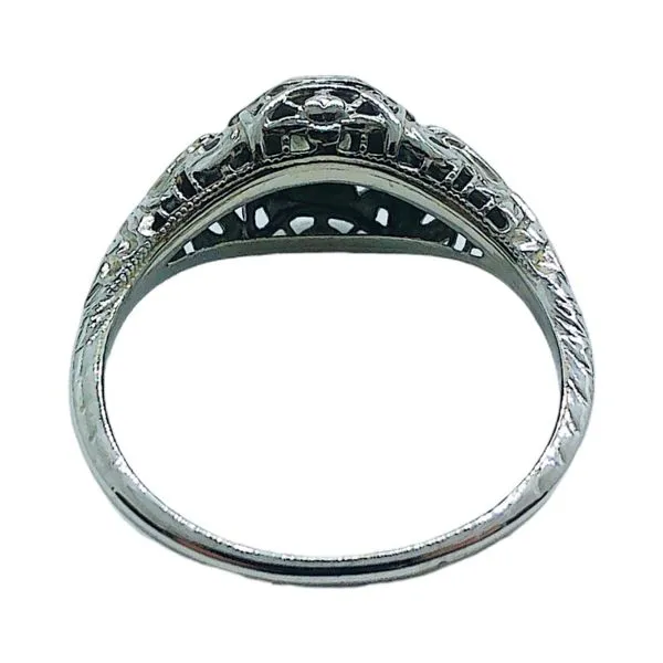 18k White Gold Vintage Art Deco Old Mine Cut Estate Diamond Ring Image 3 Joint Venture Jewelry Cary, NC