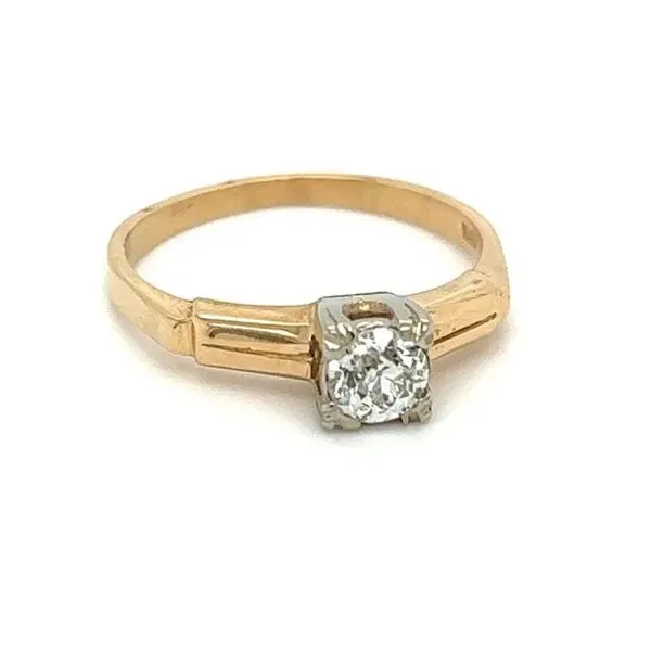 14k Yellow Gold Art Deco Old European Cut Estate Diamond Solitaire Ring Image 2 Joint Venture Jewelry Cary, NC