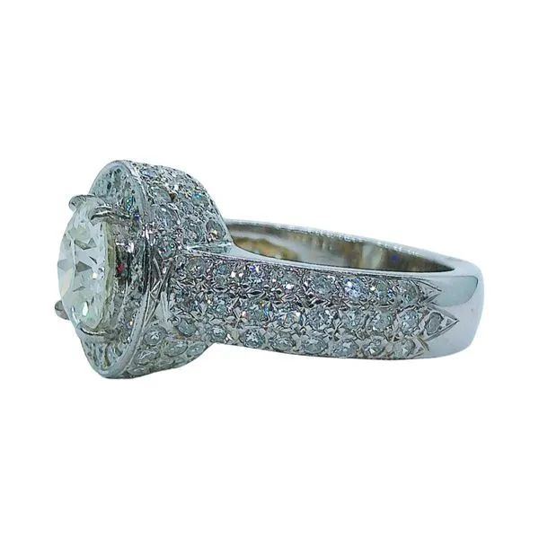 14K White Gold 1.50 CT Old European Cut Diamond Halo Engagement Ring with 1.35 CTW Diamond Accents Image 2 Joint Venture Jewelry Cary, NC