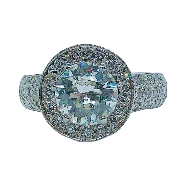 14K White Gold 1.50 CT Old European Cut Diamond Halo Engagement Ring with 1.35 CTW Diamond Accents Joint Venture Jewelry Cary, NC