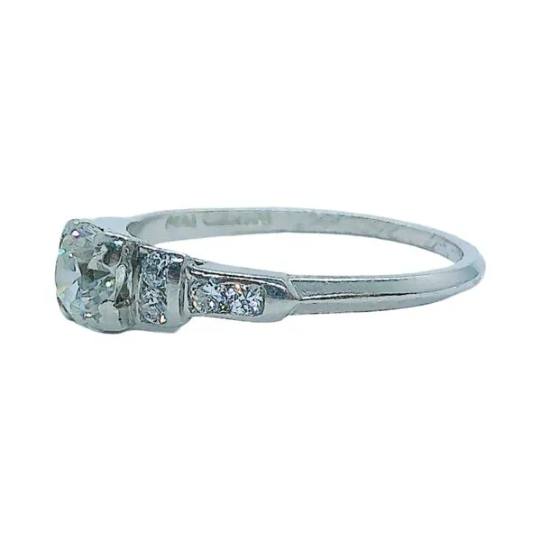 Platinum Art Deco .50 CT Old European Cut Diamond Engagement Ring with .18 CTW Accent Diamonds Image 2 Joint Venture Jewelry Cary, NC
