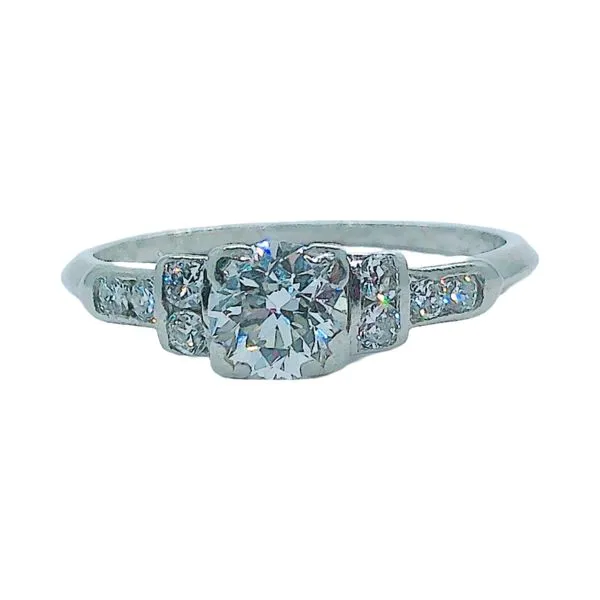 Platinum Art Deco .50 CT Old European Cut Diamond Engagement Ring with .18 CTW Accent Diamonds Joint Venture Jewelry Cary, NC