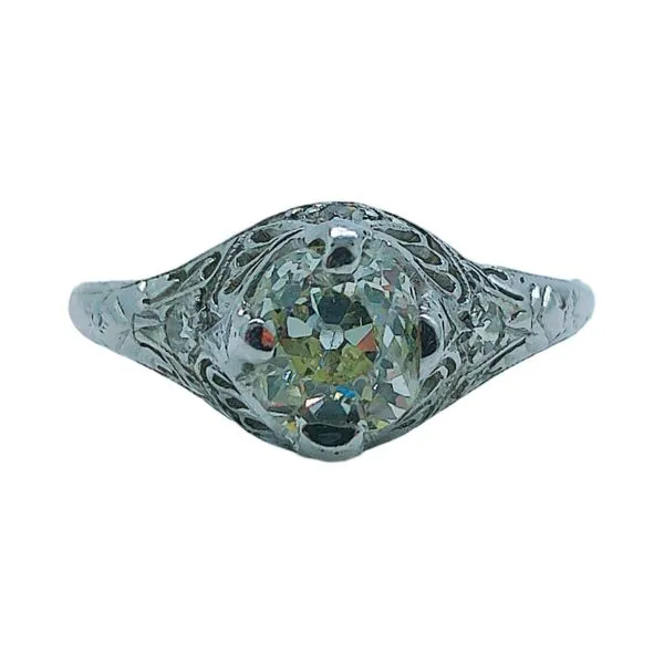 Platinum 0.65 CT Old Mine Cut Diamond Filigree Engagement Ring Joint Venture Jewelry Cary, NC