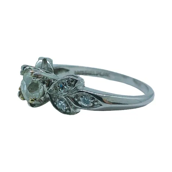 Platinum 0.83 CT Old European Cut Diamond Flower Ring Image 2 Joint Venture Jewelry Cary, NC