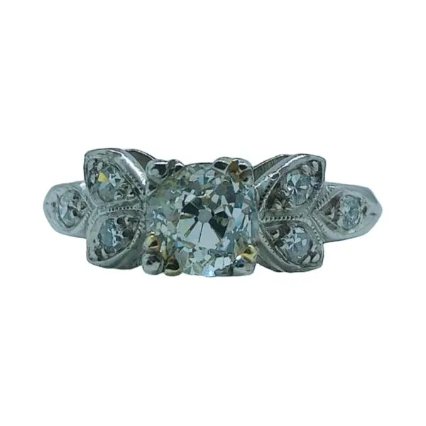 Platinum 0.83 CT Old European Cut Diamond Flower Ring Joint Venture Jewelry Cary, NC