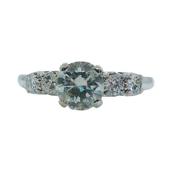 18K White Gold 0.72 CT Transitional Cut Diamond Estate Engagement Ring Joint Venture Jewelry Cary, NC