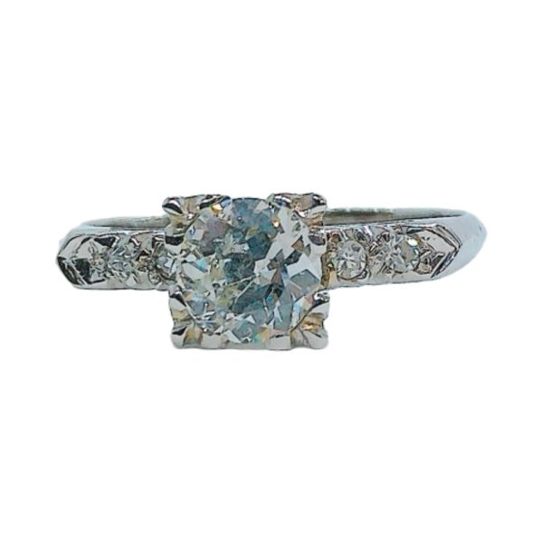 14K White Gold 0.70 CT Old European Cut Diamond Estate Engagement Ring Joint Venture Jewelry Cary, NC