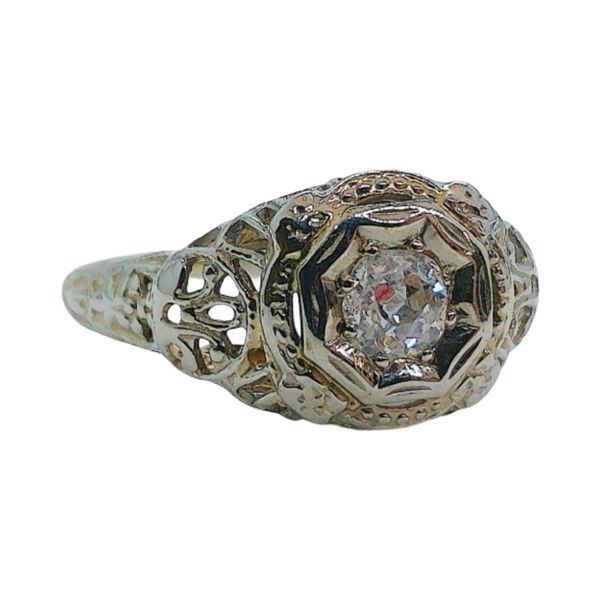 18K White Gold Art Deco Bud & Blossom 0.30 Carat Antique Diamond Ring Image 2 Joint Venture Jewelry Cary, NC