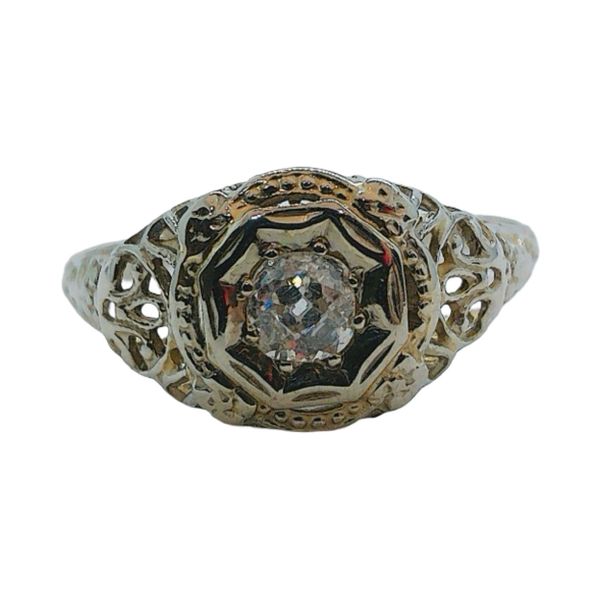 18K White Gold Art Deco Bud & Blossom 0.30 Carat Antique Diamond Ring Joint Venture Jewelry Cary, NC
