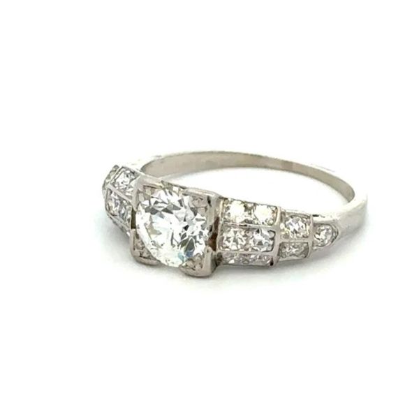 Platinum Art Deco 0.75ct Old European Cut Diamond Milgrain Engagement Ring Image 2 Joint Venture Jewelry Cary, NC