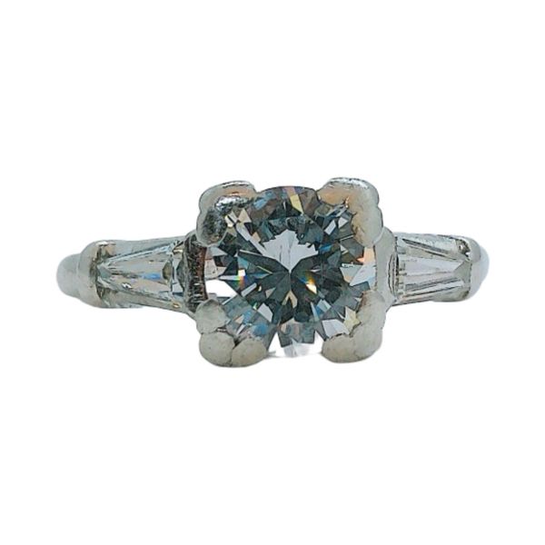 Art Deco Platinum 0.85 CT Transitional Cut Diamond & 0.30 CTW Diamond Ring Joint Venture Jewelry Cary, NC