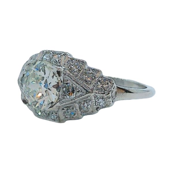 Vintage Platinum 0.90 CT Old Mine Cut Diamond Art Deco Engagement Ring Image 2 Joint Venture Jewelry Cary, NC