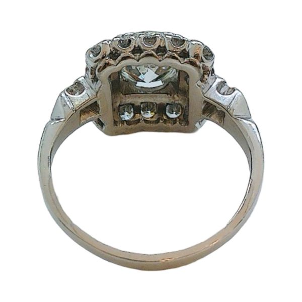 Platinum 1.25 CT Old Mine Cut Diamond Halo Estate Engagement Ring Image 3 Joint Venture Jewelry Cary, NC