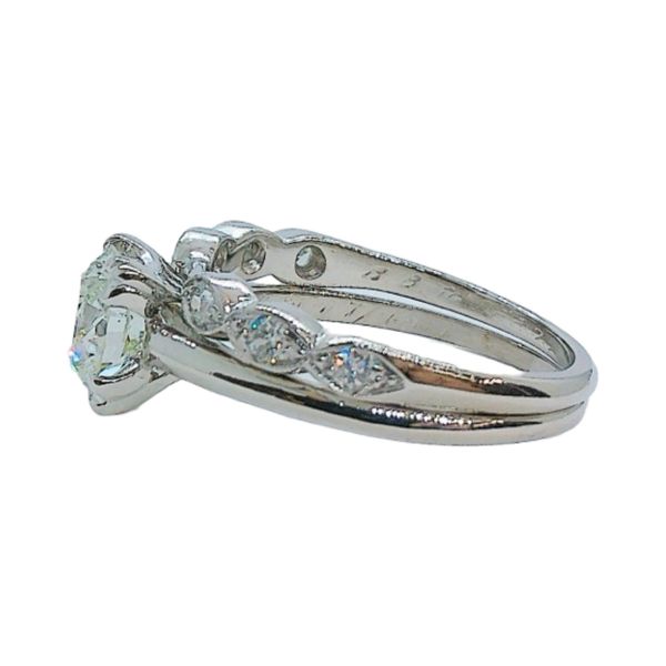 Platinum 1.43 CT Old Mine Cut Diamond Estate Engagement Ring Set Image 2 Joint Venture Jewelry Cary, NC
