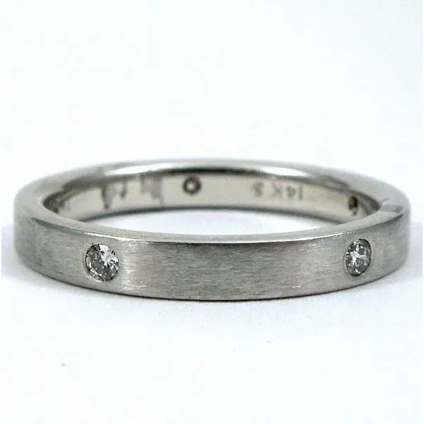 White Gold & Diamond Flush Set Wedding Band Joint Venture Jewelry Cary, NC