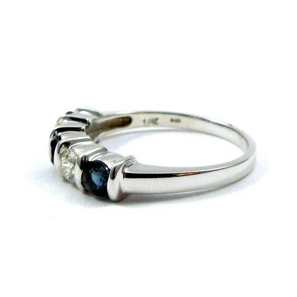 Sapphire and Diamond Wedding Band Image 2 Joint Venture Jewelry Cary, NC
