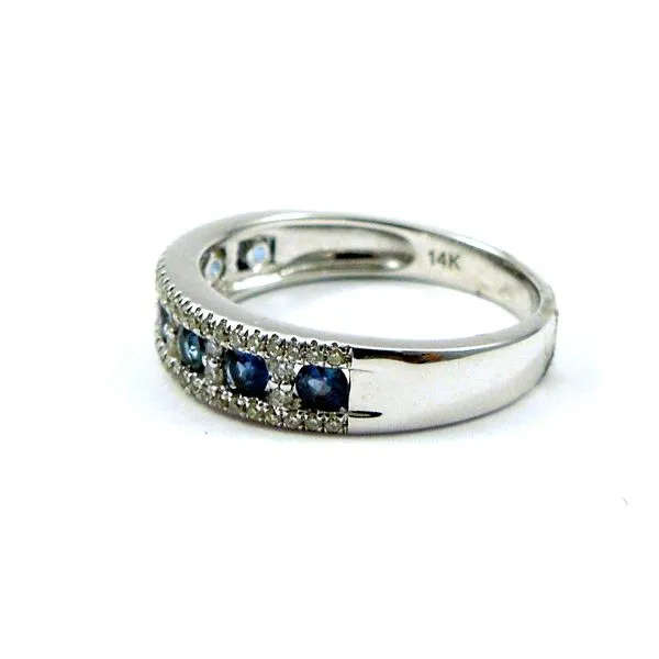 Sapphire and Diamond Wedding Band Image 2 Joint Venture Jewelry Cary, NC