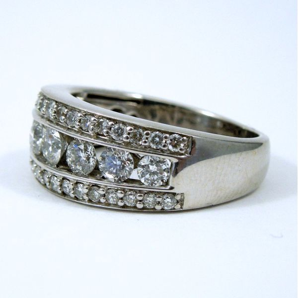 Three Rowed Diamond Wedding Band Image 2 Joint Venture Jewelry Cary, NC