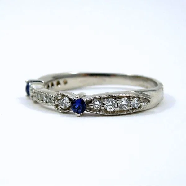 Diamond and Sapphire Wedding Band Image 2 Joint Venture Jewelry Cary, NC