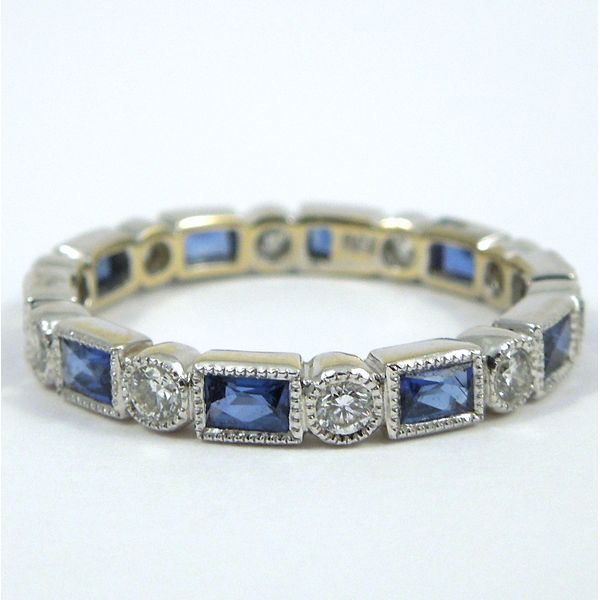 French Cut Sapphire & Diamond Wedding Band Joint Venture Jewelry Cary, NC