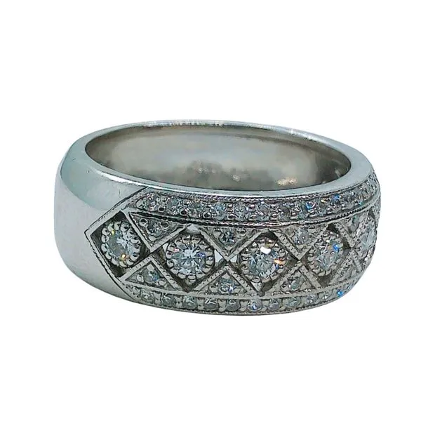 Wide Pave Diamond Wedding Band Image 2 Joint Venture Jewelry Cary, NC