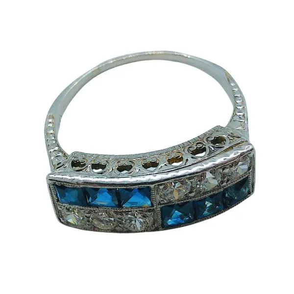 Diamond and Sapphire Squared Band Image 3 Joint Venture Jewelry Cary, NC