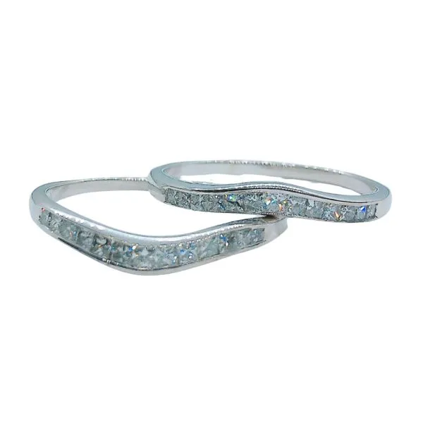 Set of Two Curved Diamond Wedding Bands Image 2 Joint Venture Jewelry Cary, NC